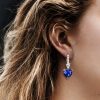Blue Sapphire Heart & Pear Drop Earrings for Women - Sterling Silver