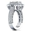 Vintage Milgrain Emerald Halo Engagement Ring in Sterling Silver with 3.00 CT.