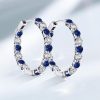 Classic Blue and White Round Hoop Earrings for Women in 925 Sterling Silver