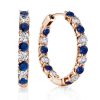 Classic Blue and White Round Hoop Earrings for Women in 925 Sterling Silver