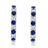 Classic Blue and White Round Hoop Earrings for Women in 925 Sterling Silver