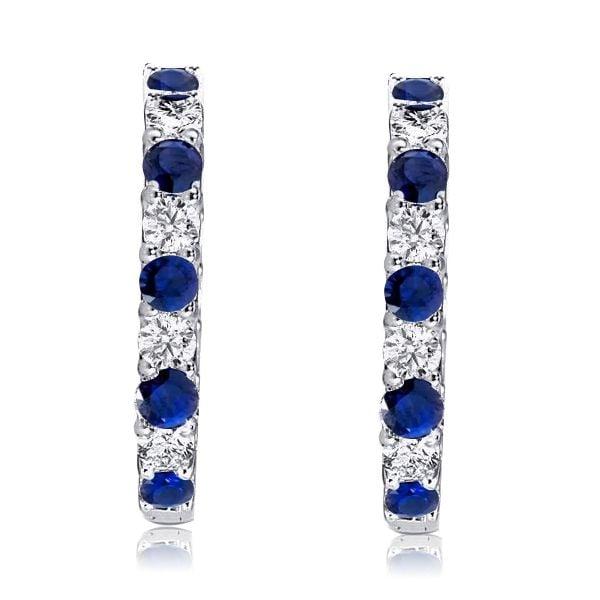 Classic Blue and White Round Hoop Earrings for Women in 925 Sterling Silver