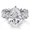 925 Sterling Silver Eternity Engagement Ring with Pear & Heart Cut Center Stones