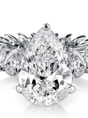 925 Sterling Silver Eternity Engagement Ring with Pear & Heart Cut Center Stones