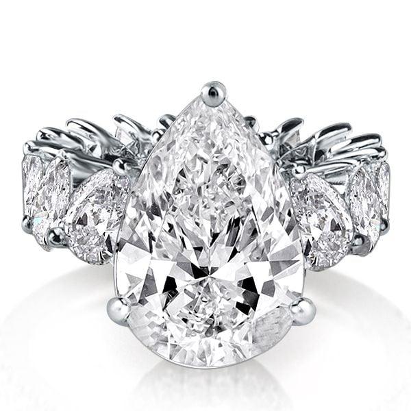 925 Sterling Silver Eternity Engagement Ring with Pear & Heart Cut Center Stones