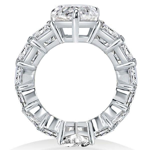 925 Sterling Silver Eternity Engagement Ring with Pear & Heart Cut Center Stones
