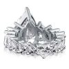 925 Sterling Silver Eternity Engagement Ring with Pear & Heart Cut Center Stones