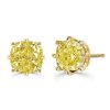 8 Prong Cushion Cut Yellow Topaz Stud Earrings in 18K Gold Plated Sterling Silver