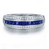 Sterling Silver Triple Row Created Sapphire Wedding Band for Women