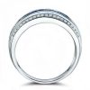 Sterling Silver Triple Row Created Sapphire Wedding Band for Women