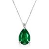 Emerald Sapphire Pear Shaped Necklace & Earrings Set - Sterling Silver