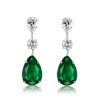 Emerald Sapphire Pear Shaped Necklace & Earrings Set - Sterling Silver