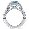 Vintage Aquamarine & Emerald Cut Halo Engagement Ring Set - 925 Sterling Silver