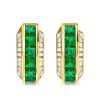 18K Gold Plated Sterling Silver Emerald Huggie Hoop Earrings