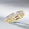 Radiant Cut Eternity Wedding Band - Bezel Set - 18K Gold Plated Sterling Silver