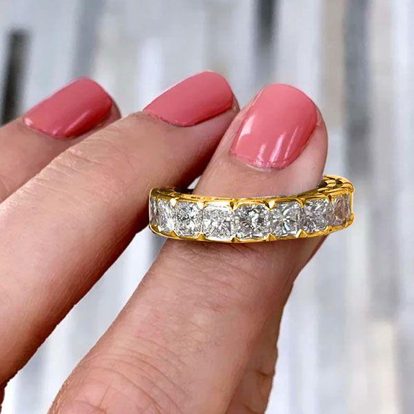 Radiant Cut Eternity Wedding Band - Bezel Set - 18K Gold Plated Sterling Silver