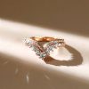 Rose Gold V-Shape Wedding Band - Simulated Diamond Round Cut