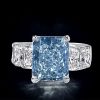 5.00 CTW Radiant Cut Blue Topaz Engagement Ring for Women in Rhodium-Plated Sterling Silver