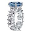 5.00 CTW Radiant Cut Blue Topaz Engagement Ring for Women in Rhodium-Plated Sterling Silver