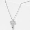 Cushion Cut Halo Cross Necklace in Rhodium-Plated Sterling Silver