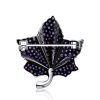 Amethyst Leaf Brooch in Sterling Silver - Pave Setting