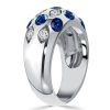 Vintage Blue Sapphire Wedding Band Dome Ring in 925 Sterling Silver