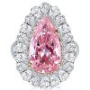 Pear Cut Pink Sapphire Engagement Ring, Two-Tone Halo, Sterling Silver