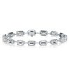 Emerald Cut White Sapphire Tennis Bracelet in Rhodium Plated 925 Sterling Silver