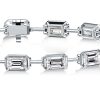 Emerald Cut White Sapphire Tennis Bracelet in Rhodium Plated 925 Sterling Silver