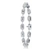 Emerald Cut White Sapphire Tennis Bracelet in Rhodium Plated 925 Sterling Silver