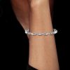 Emerald Cut White Sapphire Tennis Bracelet in Rhodium Plated 925 Sterling Silver