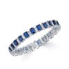 Alternating Blue and White Stone Tennis Bracelet in Sterling Silver