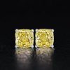 Yellow Topaz Cushion Cut Stud Earrings Sterling Silver - 4.00 CT. TW.