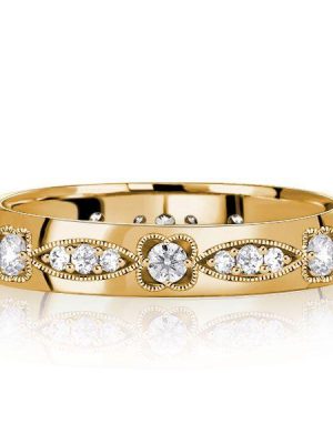 Vintage Inspired Two-Tone Sterling Silver Wedding Band for Women - 0.71 CT TW