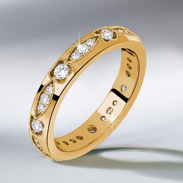 Vintage Inspired Two-Tone Sterling Silver Wedding Band for Women - 0.71 CT TW