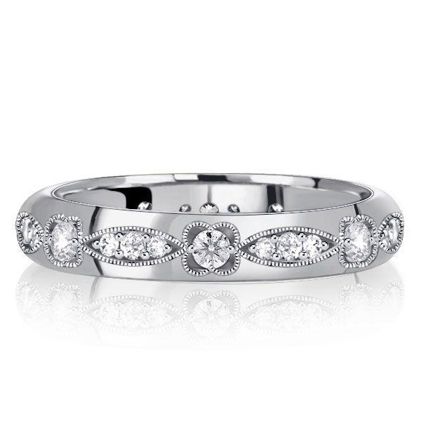 Vintage Inspired Two-Tone Sterling Silver Wedding Band for Women - 0.71 CT TW