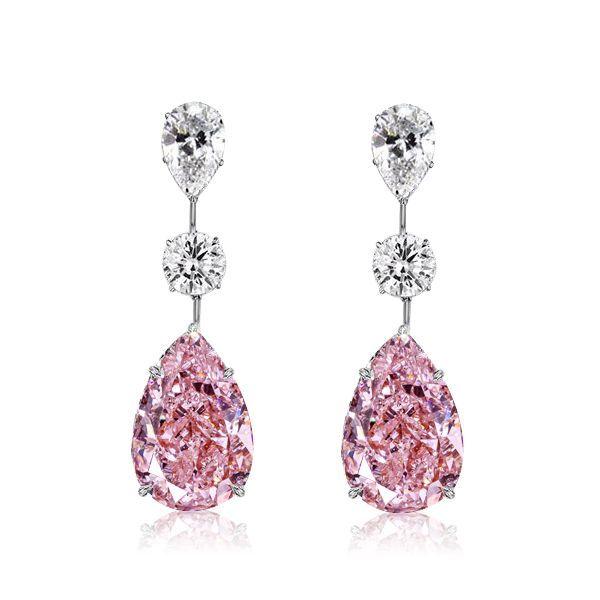 Pink Pear Sapphire Necklace & Earrings Set - 925 Sterling Silver