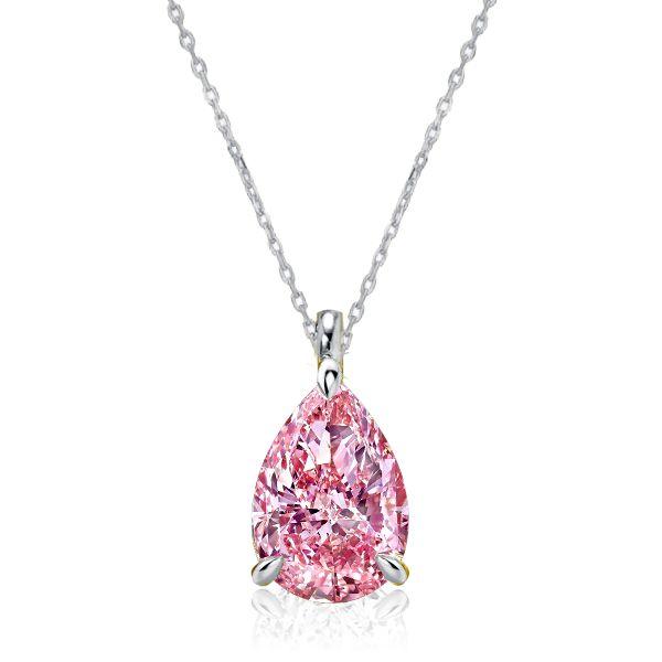 Pink Pear Sapphire Necklace & Earrings Set - 925 Sterling Silver