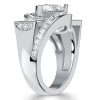 Vintage Pear Shaped White Sapphire Engagement Ring in Rhodium Plated Sterling Silver