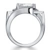 Vintage Pear Shaped White Sapphire Engagement Ring in Rhodium Plated Sterling Silver