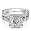 Halo Bridal Set - Sterling Silver & Created White Sapphire Engagement Ring