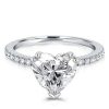 Classic Heart Created White Sapphire Engagement Ring in Sterling Silver with Rhodium Plating