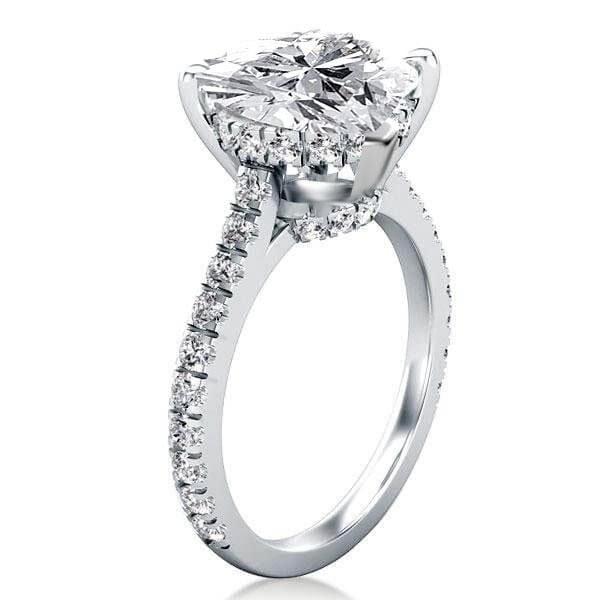 Classic Heart Created White Sapphire Engagement Ring in Sterling Silver with Rhodium Plating