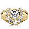 18K Gold Plated Sterling Silver Round Cut Cocktail Ring - Bezel Setting