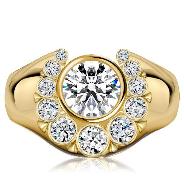 18K Gold Plated Sterling Silver Round Cut Cocktail Ring - Bezel Setting