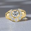 18K Gold Plated Sterling Silver Round Cut Cocktail Ring - Bezel Setting