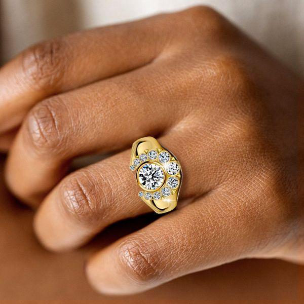 18K Gold Plated Sterling Silver Round Cut Cocktail Ring - Bezel Setting