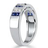 1.08 CT. TW. Princess Cut White & Blue Sapphire Wedding Band for Women in Sterling Silver