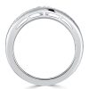 1.08 CT. TW. Princess Cut White & Blue Sapphire Wedding Band for Women in Sterling Silver