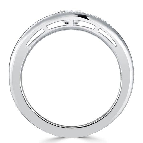 1.08 CT. TW. Princess Cut White & Blue Sapphire Wedding Band for Women in Sterling Silver
